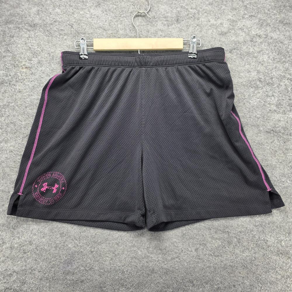 Under Armour Shorts Womens LG Black 3 In Athletic Pockets Elastic Waist Mesh
